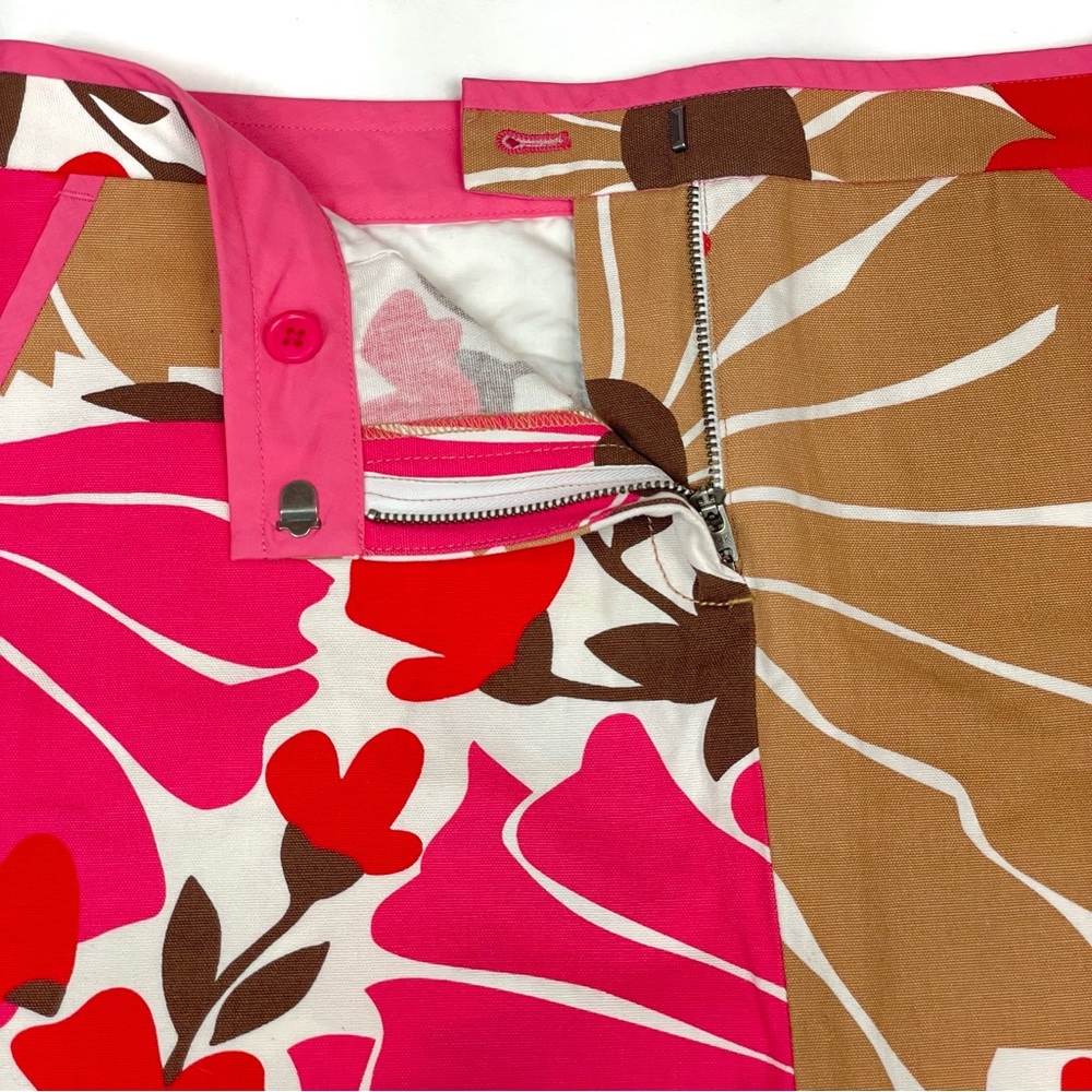 J. Crew Cotton Floral Print Canvas Mini Skirt in Pink White Tan & Red Size 6 - Picture 5 of 12
